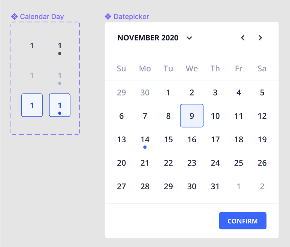 An illustration of of the calendar day component